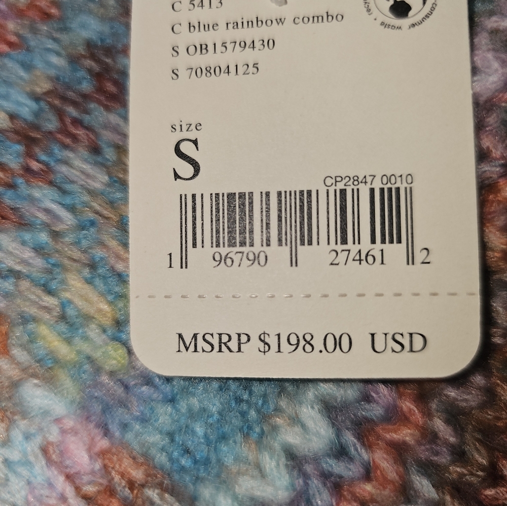 Free People Sedona Cardi in Blue Rainbow Combo Sz S - Picture 7 of 10